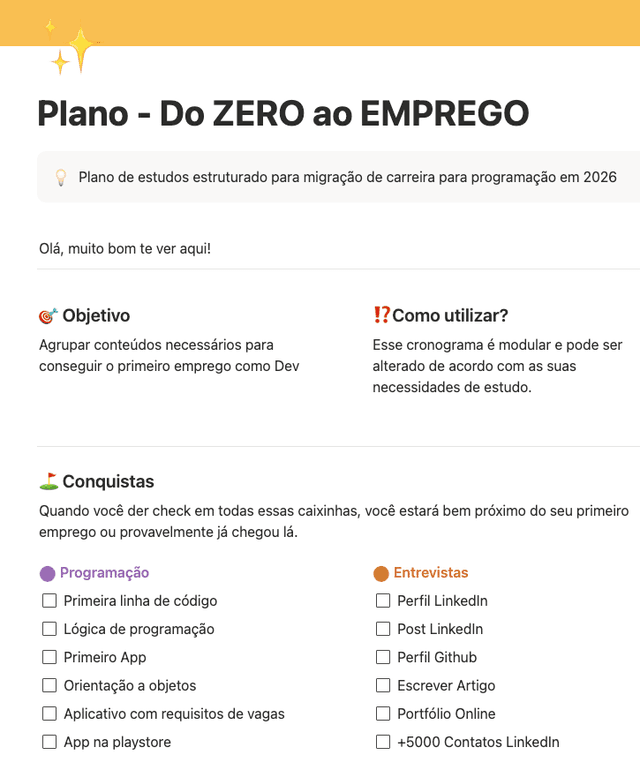 Plano de Estudos Grátis